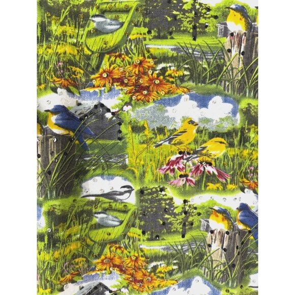 Collections L Vibrant Granny 3/4 Sleeve Barn Birds Floral Sequin Country Grandma - Picture 3 of 10